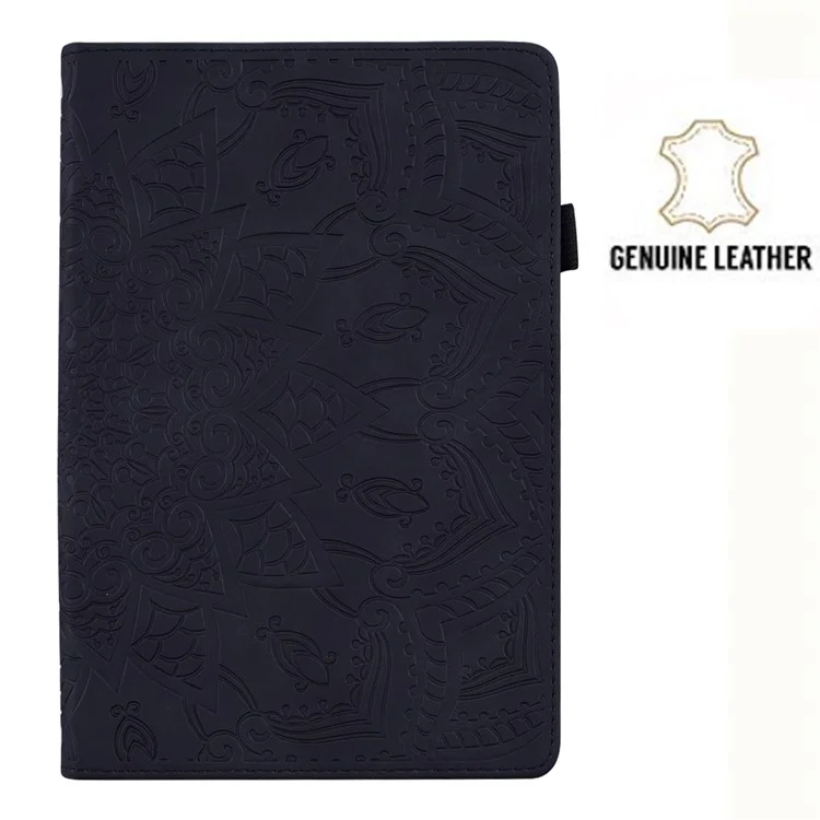 For iPad Air 13 (2025) / (2024) / Pro 12.9 (2020) / (2021) Case PU Leather Flower Pattern Stand Cover - Black