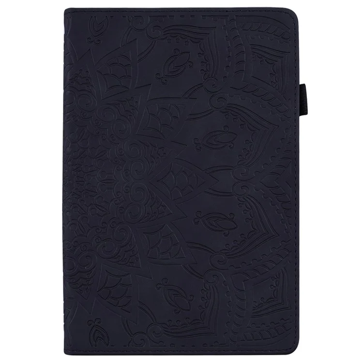 For iPad Air 13 (2025) / (2024) / Pro 12.9 (2020) / (2021) Case PU Leather Flower Pattern Stand Cover - Black