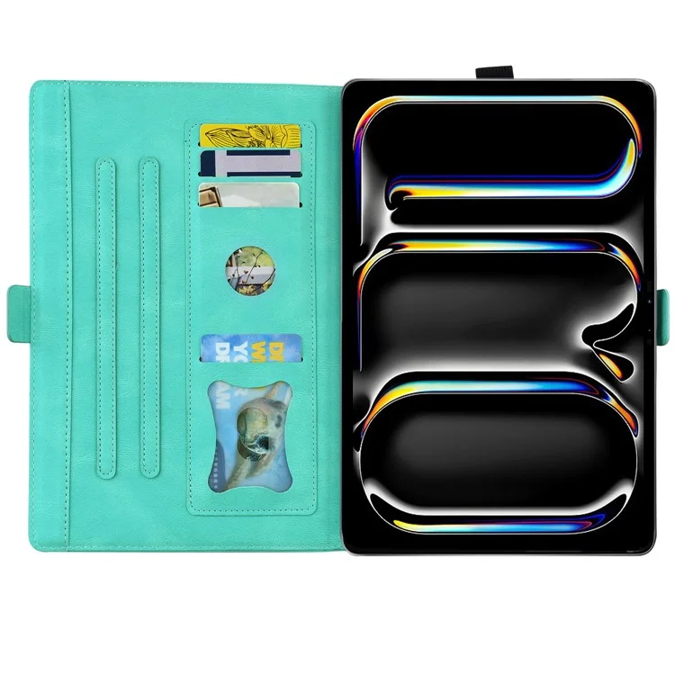Para iPad Pro 12.9 (2020) / (2021) / Air 13 (2024) Funda de Cuero con Diseño de Mariposa - Verde