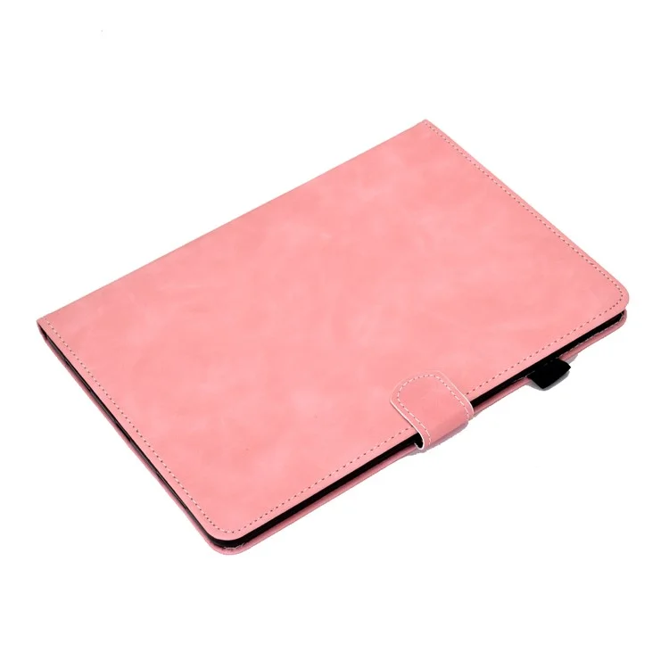 Para iPad Pro 11 (2024) Cowhide Texture PU Leather Stand Tablet Case Card Holder Cover with Pen Holder Loop - Pink