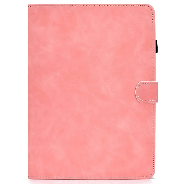 Para iPad Pro 11 (2024) Cowhide Texture PU Leather Stand Tablet Case Card Holder Cover with Pen Holder Loop - Pink