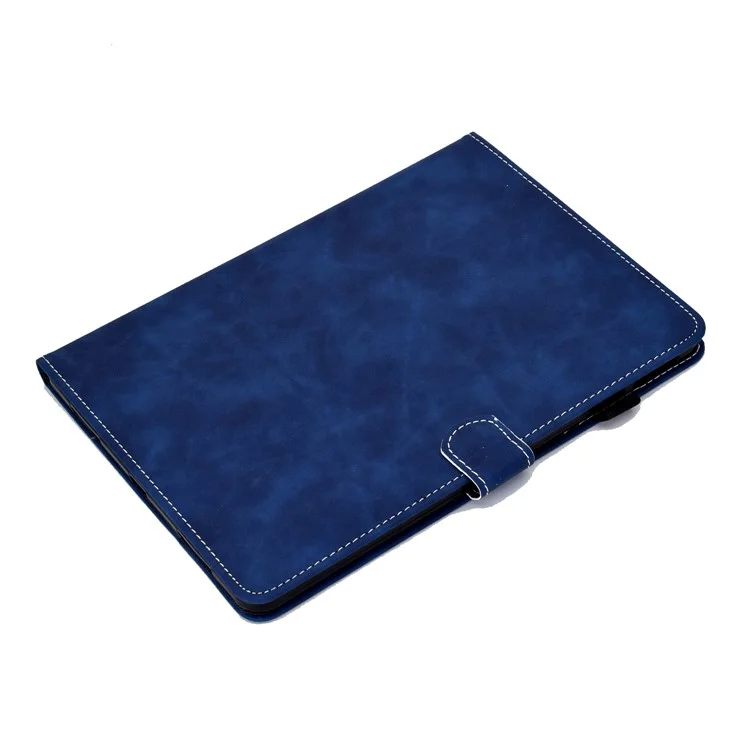 Per iPad Pro 11 (2024) Custodia per tablet in pelle di vacchetta con texture, supporto e porta carte di credito con portapenna - Blu