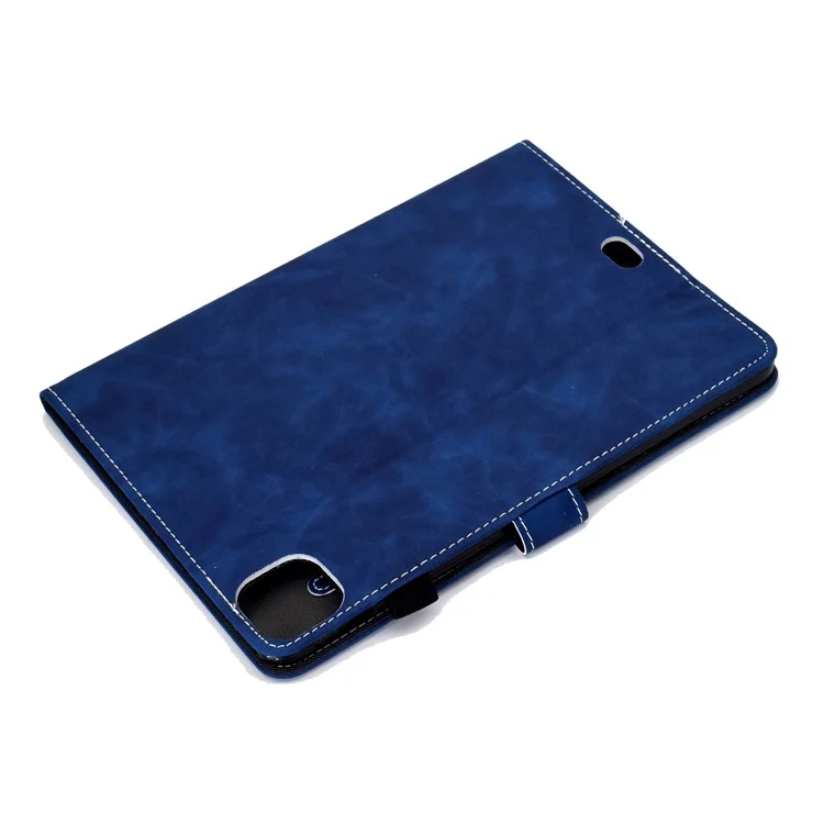 Per iPad Pro 11 (2024) Custodia per tablet in pelle di vacchetta con texture, supporto e porta carte di credito con portapenna - Blu