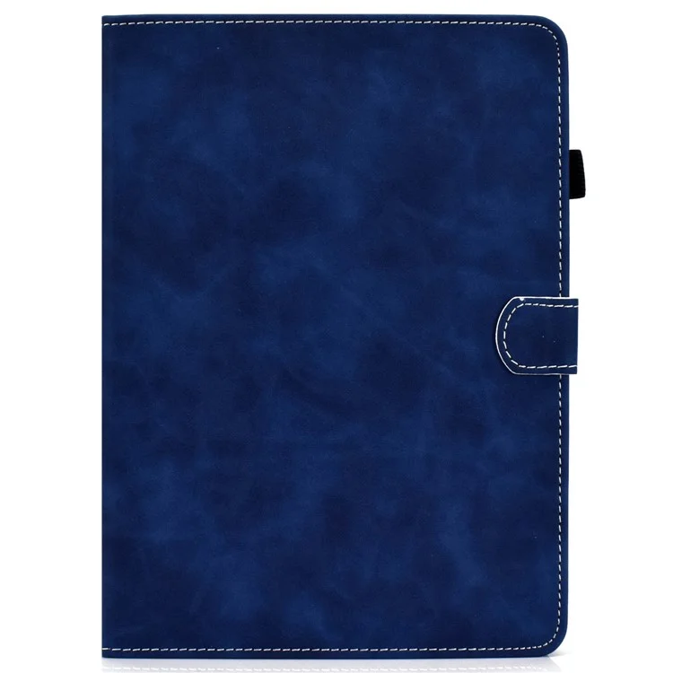Per iPad Pro 11 (2024) Custodia per tablet in pelle di vacchetta con texture, supporto e porta carte di credito con portapenna - Blu