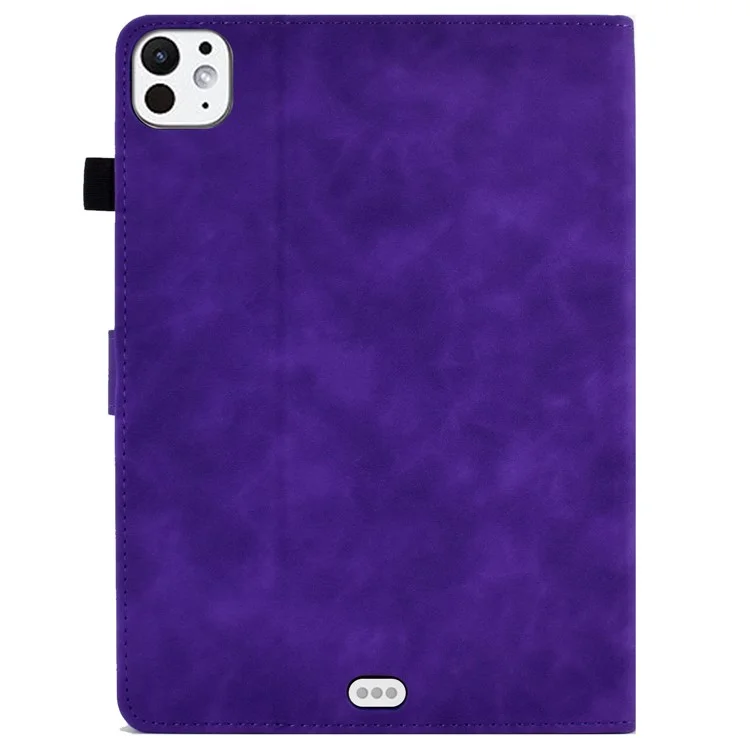 Para iPad Pro 11 (2024) Iron Tower Imprinted Cover PU Leather Tablet Case com Slots de Cartão - Roxo