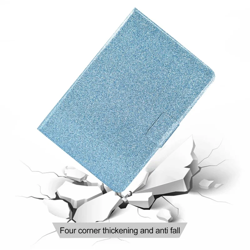 For iPad Pro 11 (2025) / 11 (2024) Glitter Sequins PU Leather + TPU Tablet Case with Stand and Card Slots - Blue