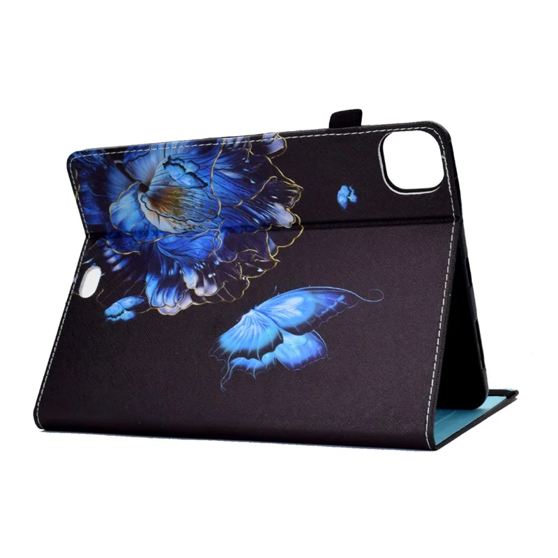 For iPad Pro 11 (2025) / 11 (2024) Leather Tablet Case Pattern Printing Elastic Band Cover with Card Slots - Flower