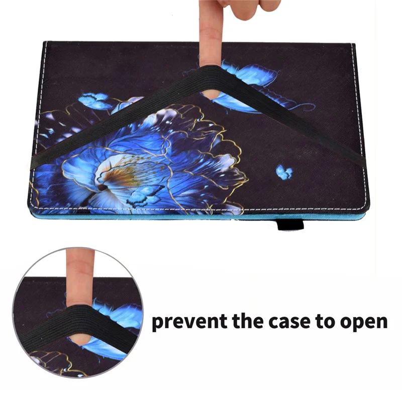 For iPad Pro 11 (2025) / 11 (2024) Leather Tablet Case Pattern Printing Elastic Band Cover with Card Slots - Flower