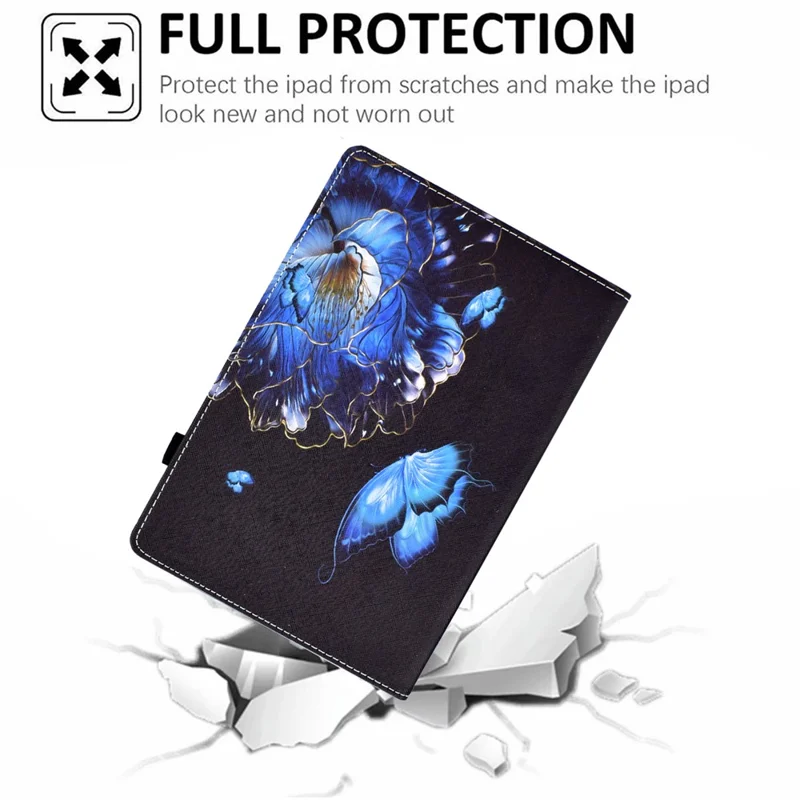 For iPad Pro 11 (2025) / 11 (2024) Leather Tablet Case Pattern Printing Elastic Band Cover with Card Slots - Flower