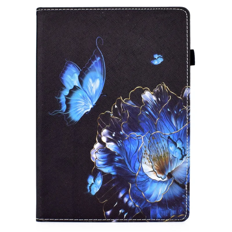 For iPad Pro 11 (2025) / 11 (2024) Leather Tablet Case Pattern Printing Elastic Band Cover with Card Slots - Flower