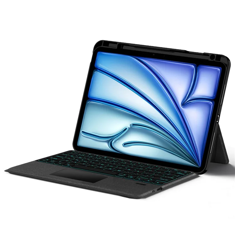 Per iPad Air 11 (2024) (M2) Custodia in Pelle + Tastiera Bluetooth con Touchpad Retroilluminato