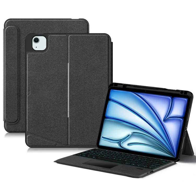 Per iPad Air 13 (2024) (M2) Custodia in Pelle + Tastiera Bluetooth con Trackpad Retroilluminato