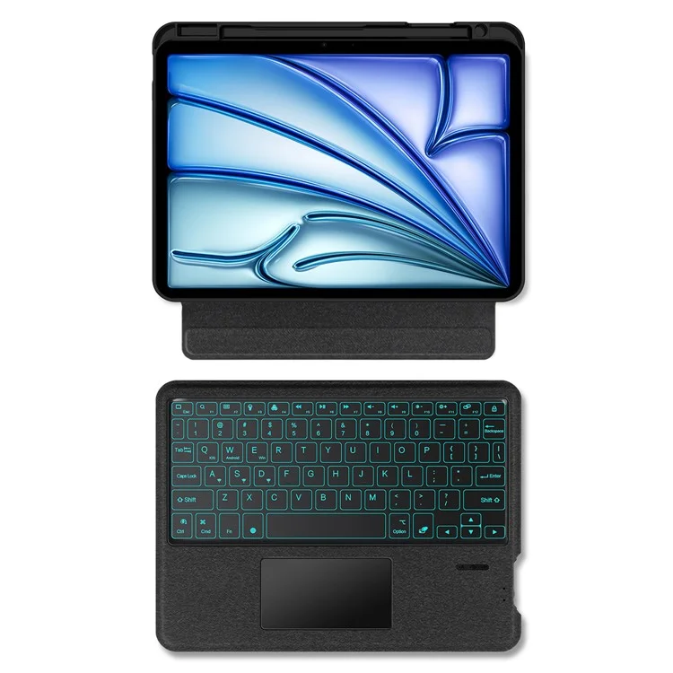 Per iPad Air 13 (2024) (M2) Custodia in Pelle + Tastiera Bluetooth con Trackpad Retroilluminato