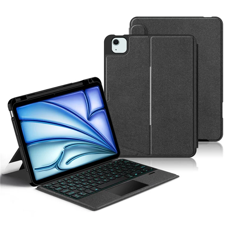 Per iPad Air 13 (2024) (M2) Custodia in Pelle + Tastiera Bluetooth con Trackpad Retroilluminato