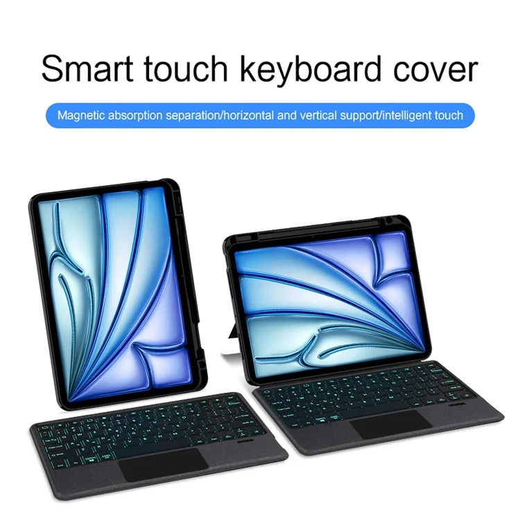 Per iPad Air 13 (2024) (M2) Custodia in Pelle + Tastiera Bluetooth con Trackpad Retroilluminato