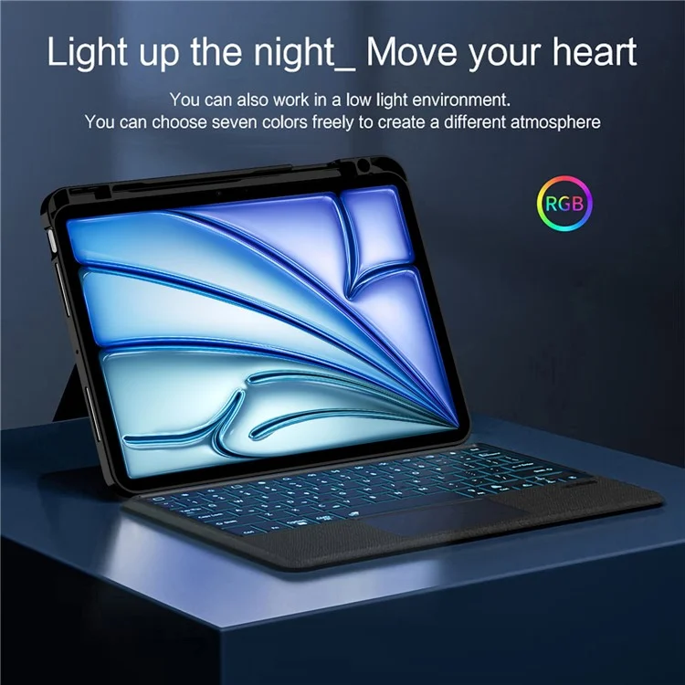 Per iPad Air 13 (2024) (M2) Custodia in Pelle + Tastiera Bluetooth con Trackpad Retroilluminato