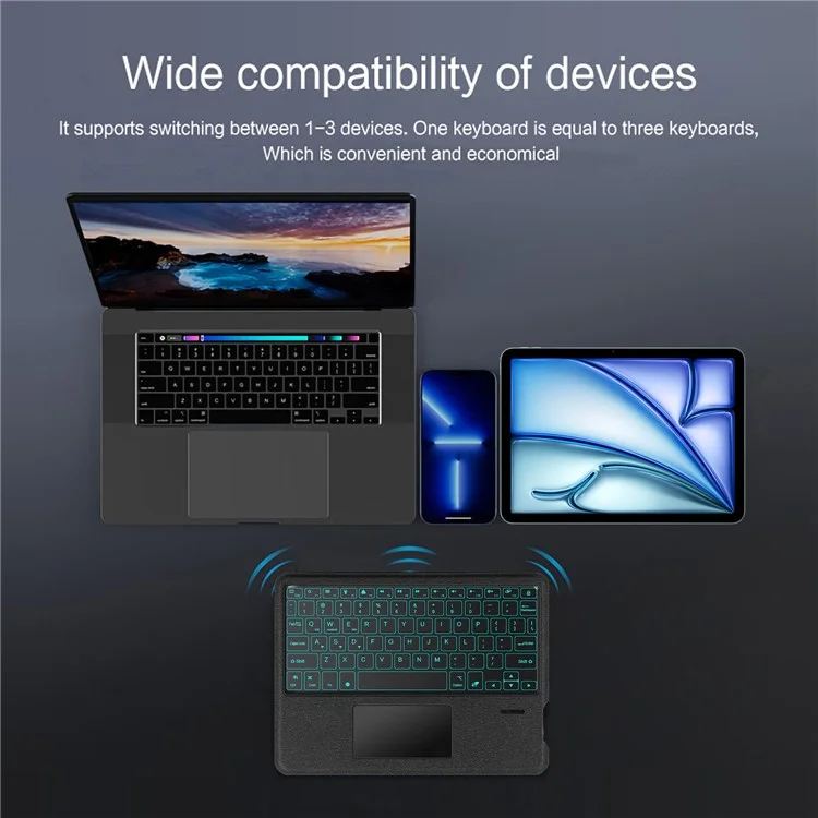 Per iPad Air 13 (2024) (M2) Custodia in Pelle + Tastiera Bluetooth con Trackpad Retroilluminato