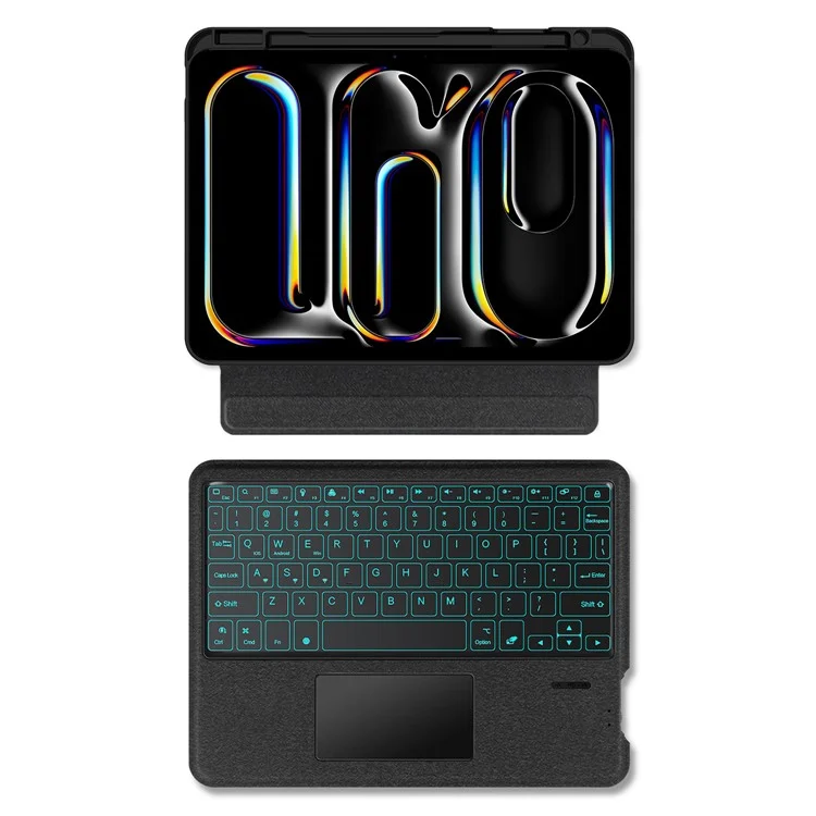 For iPad Pro 13 (2024) (M4) Leather Case + Bluetooth-compatible Keyboard with Backlight Trackpad