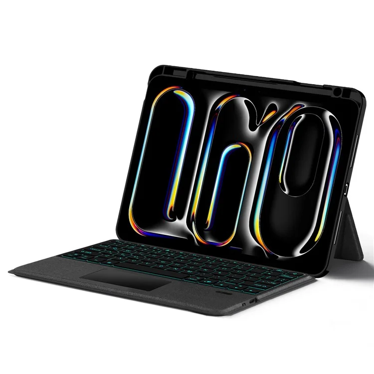 For iPad Pro 13 (2024) (M4) Leather Case + Bluetooth-compatible Keyboard with Backlight Trackpad