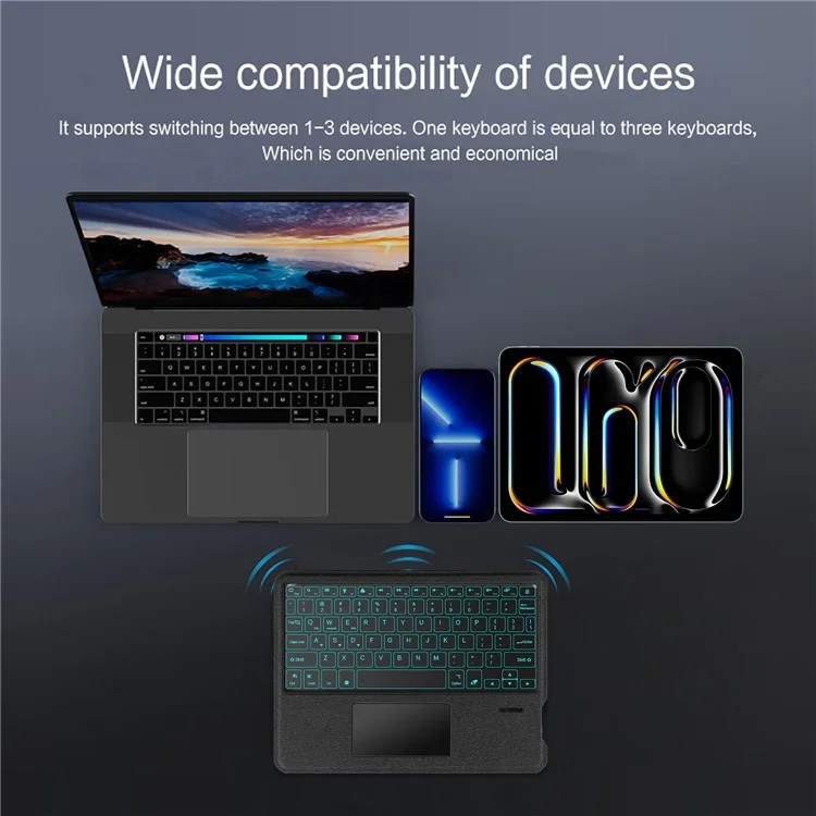 For iPad Pro 13 (2024) (M4) Leather Case + Bluetooth-compatible Keyboard with Backlight Trackpad
