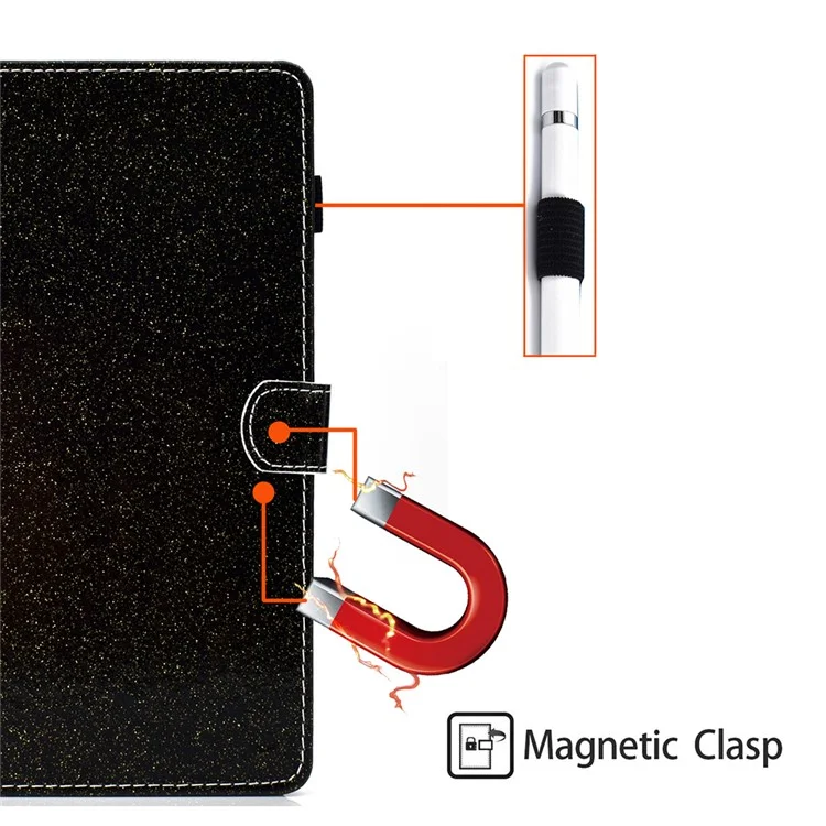 Para iPad Pro 11 (2024) Capa Slot de Cartão Suporte Brilhante Couro Sintético Capa Tablet - Preto