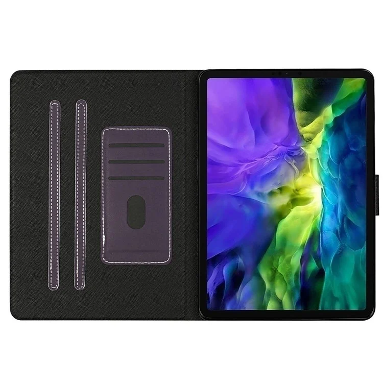 Per iPad Pro 11 (2024) Custodia Antiurto Protettiva in Pelle PU con Porta Carte - Viola Scuro
