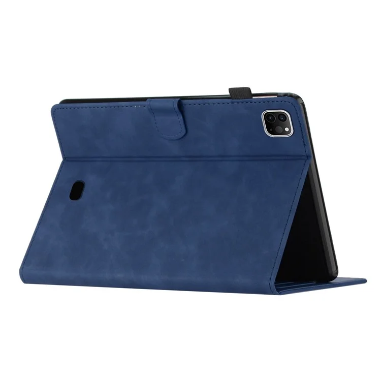 For iPad Pro 11 (2024) Case with Card Slots PU Leather Coconut Tree Smart Tablet Cover - Blue