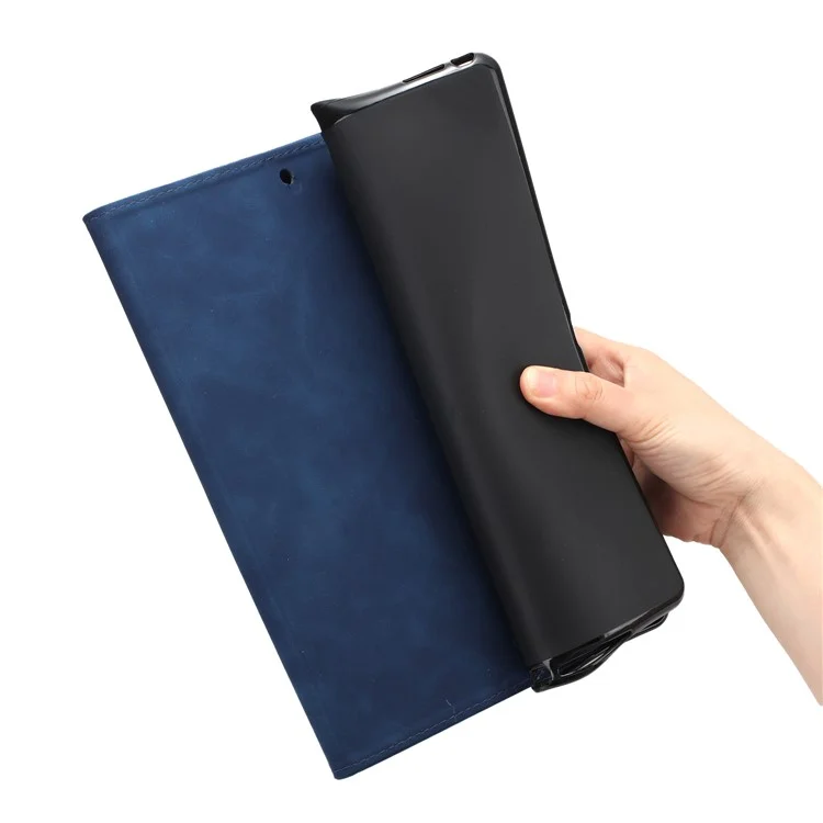 For iPad Pro 11 (2024) Case with Card Slots PU Leather Coconut Tree Smart Tablet Cover - Blue