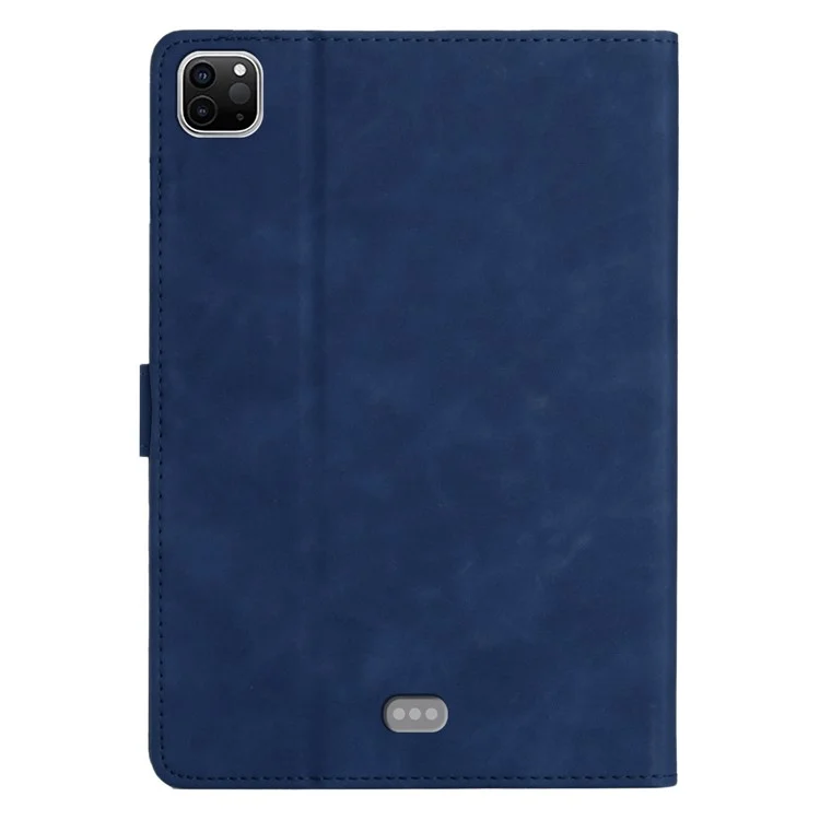 For iPad Pro 11 (2024) Case with Card Slots PU Leather Coconut Tree Smart Tablet Cover - Blue