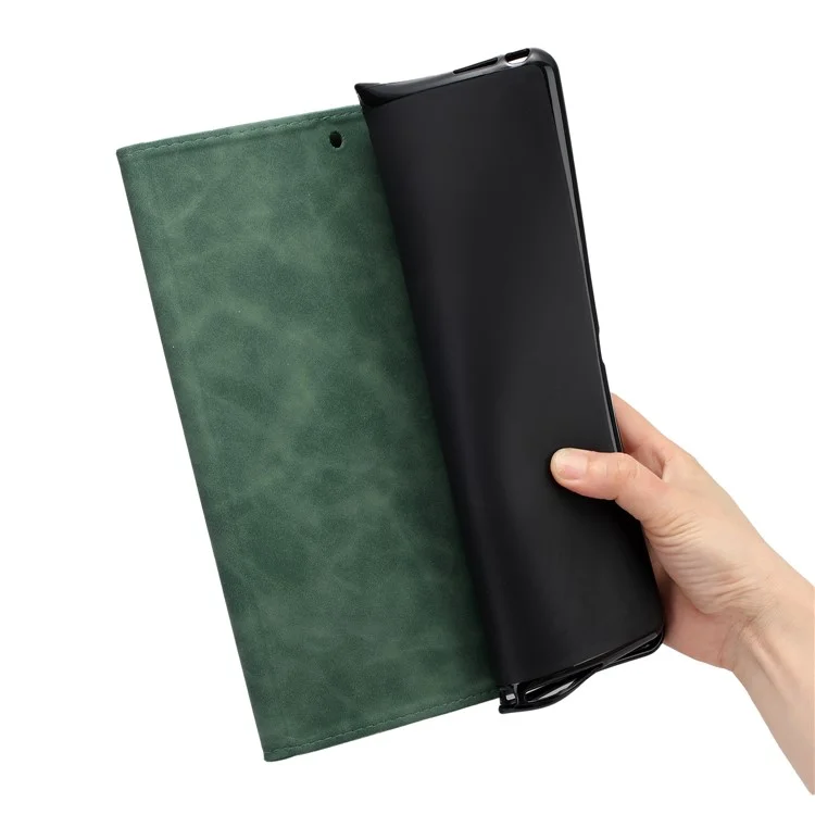 Per iPad Pro 11 (2024) Custodia con slot per schede Custodia in pelle sintetica a motivo cocco - Verde