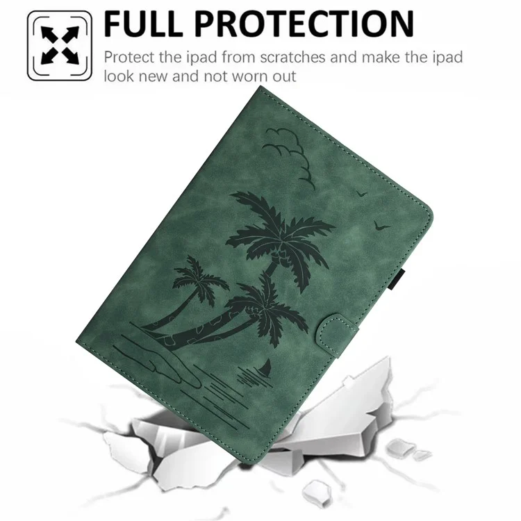Per iPad Pro 11 (2024) Custodia con slot per schede Custodia in pelle sintetica a motivo cocco - Verde