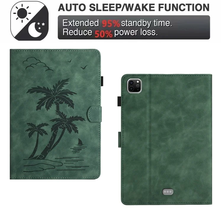 Per iPad Pro 11 (2024) Custodia con slot per schede Custodia in pelle sintetica a motivo cocco - Verde