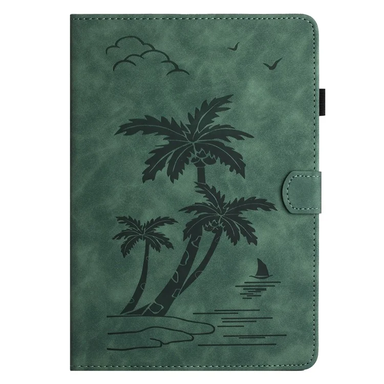 Per iPad Pro 11 (2024) Custodia con slot per schede Custodia in pelle sintetica a motivo cocco - Verde