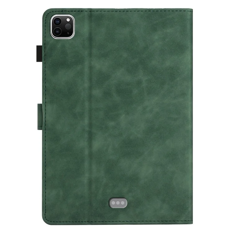 Per iPad Pro 11 (2024) Custodia con slot per schede Custodia in pelle sintetica a motivo cocco - Verde