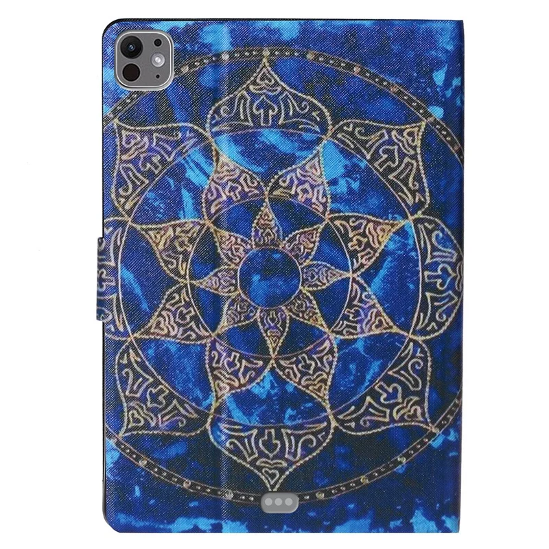For iPad Pro 11 (2025) / 11 (2024) Case Pattern Leather Folio Stand Tablet Cover with Card Holder - Blue Mandala