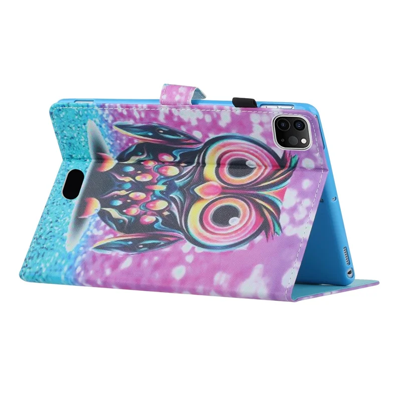 For iPad Pro 11 (2025) / 11 (2024) Case Pattern PU Leather Tablet Cover with Pencil Holder - Owl