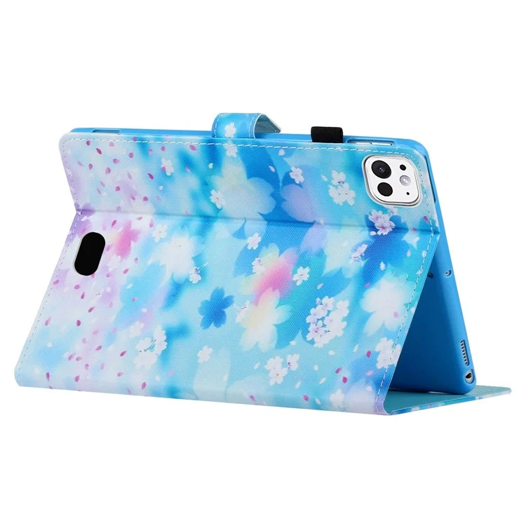 Para iPad Pro 11 (2024) Capa com Padrão de Couro PU Capa de Tablet com Suporte para Lápis - Petal Rain