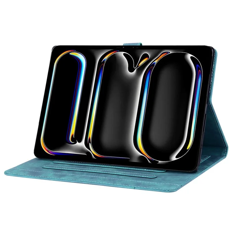 Pour iPad Pro 12.9 (2020) / (2021) / iPad Air 13 (2024) Housse Fleur Chat Motif Cuir Smart Tablet Cover - Vert
