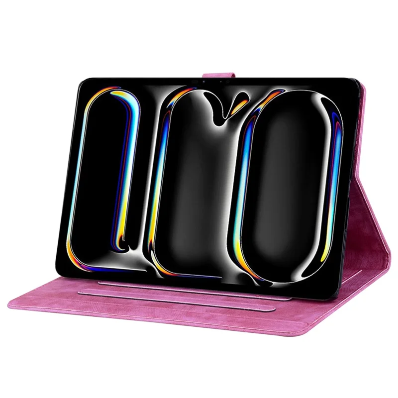 Für iPad Pro 12.9 (2020) / (2021) / iPad Air 13 (2024) Case Flower Cat Pattern Leather Smart Tablet Cover - Rose