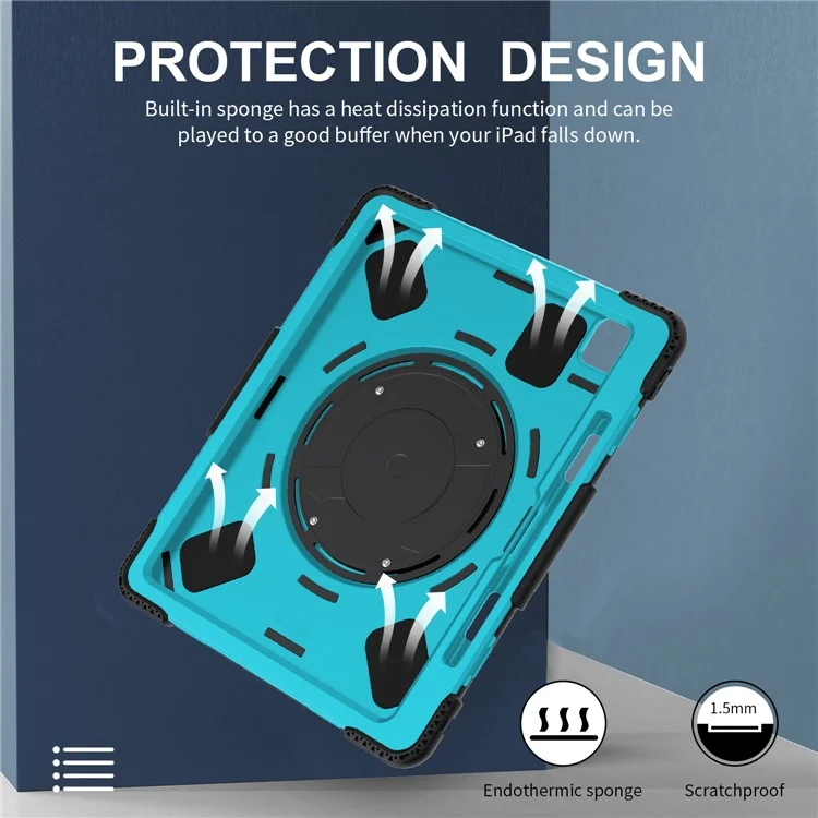 Para iPad Pro 13 (2024) Kickstand Case Capa à prova de choque Capa de tablet com alça de ombro - Verde menta
