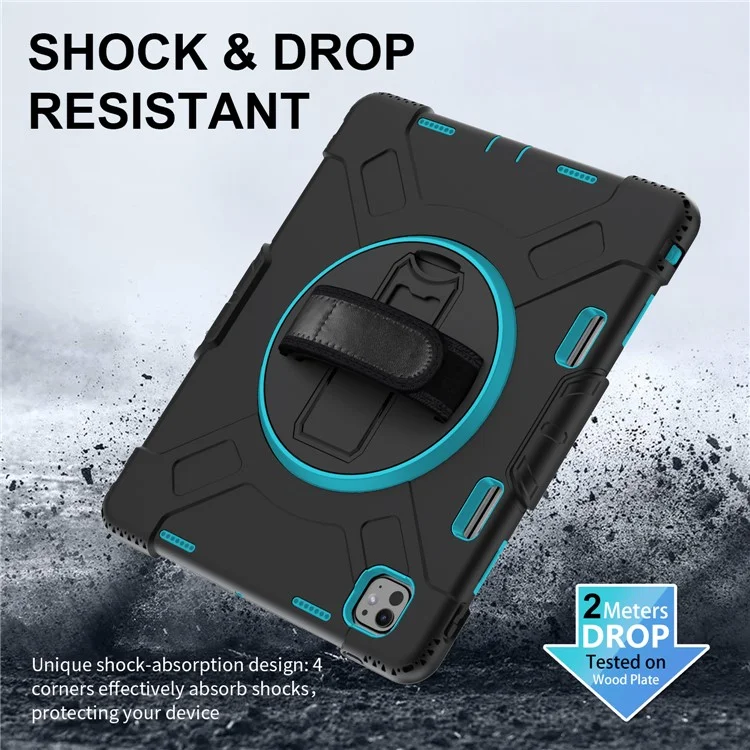 Para iPad Pro 13 (2024) Kickstand Case Capa à prova de choque Capa de tablet com alça de ombro - Verde menta