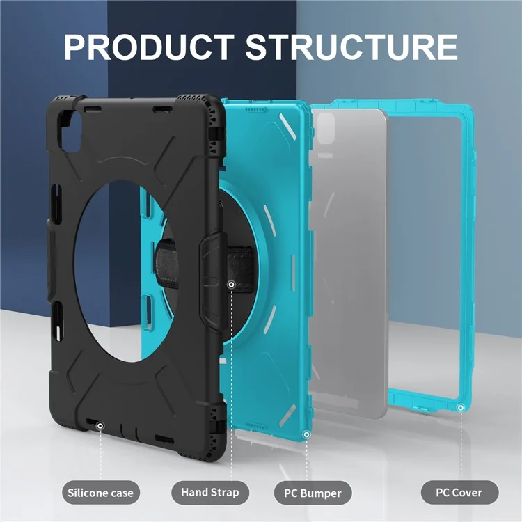 Para iPad Pro 13 (2024) Kickstand Case Capa à prova de choque Capa de tablet com alça de ombro - Verde menta