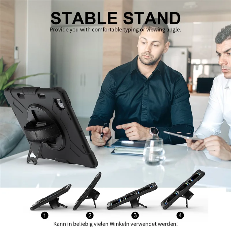 For iPad Pro 13 (2025) / 13 (2024) Kickstand Case Shockproof Tablet Cover with Shoulder Strap - Black