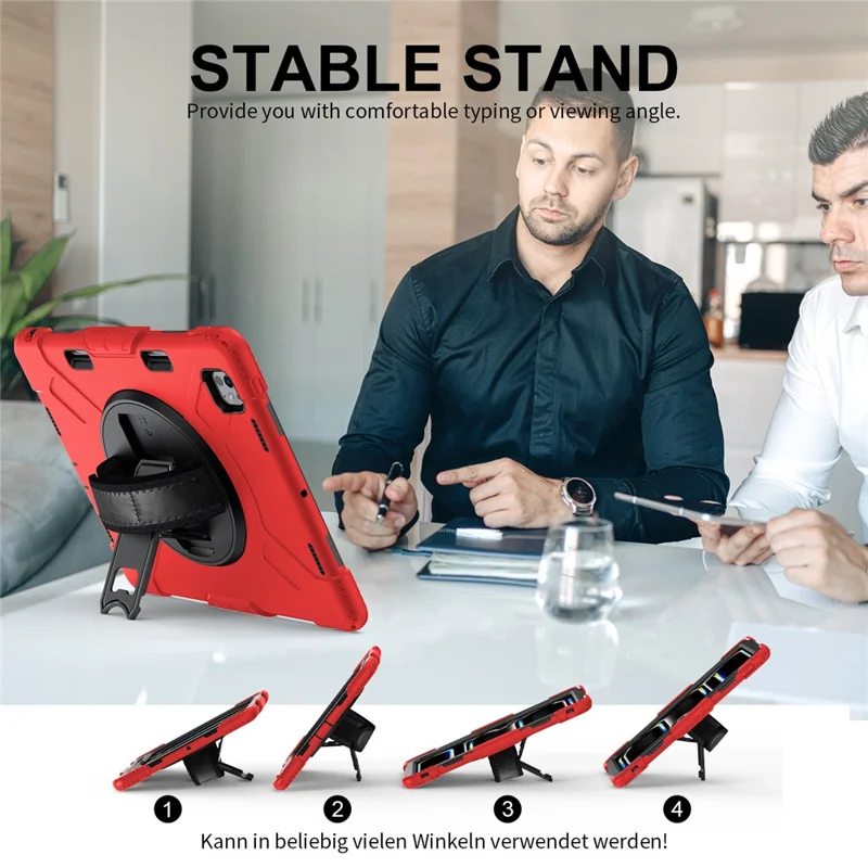 Til iPad Pro 13 (2025) / 13 (2024) støttebeslagtaske stødfast tabletdæksel med skulderrem - Rød