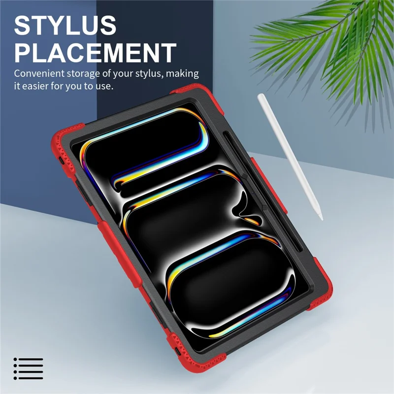 Til iPad Pro 13 (2025) / 13 (2024) støttebeslagtaske stødfast tabletdæksel med skulderrem - Rød