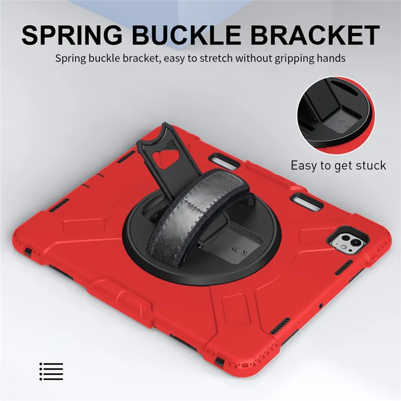 Til iPad Pro 13 (2025) / 13 (2024) støttebeslagtaske stødfast tabletdæksel med skulderrem - Rød