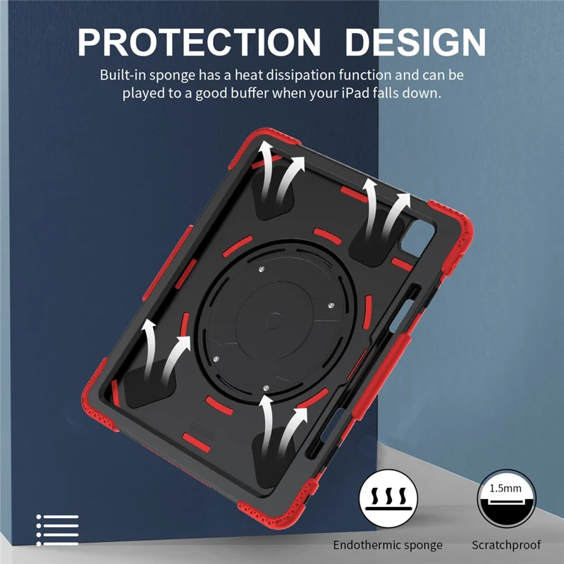 Til iPad Pro 13 (2025) / 13 (2024) støttebeslagtaske stødfast tabletdæksel med skulderrem - Rød