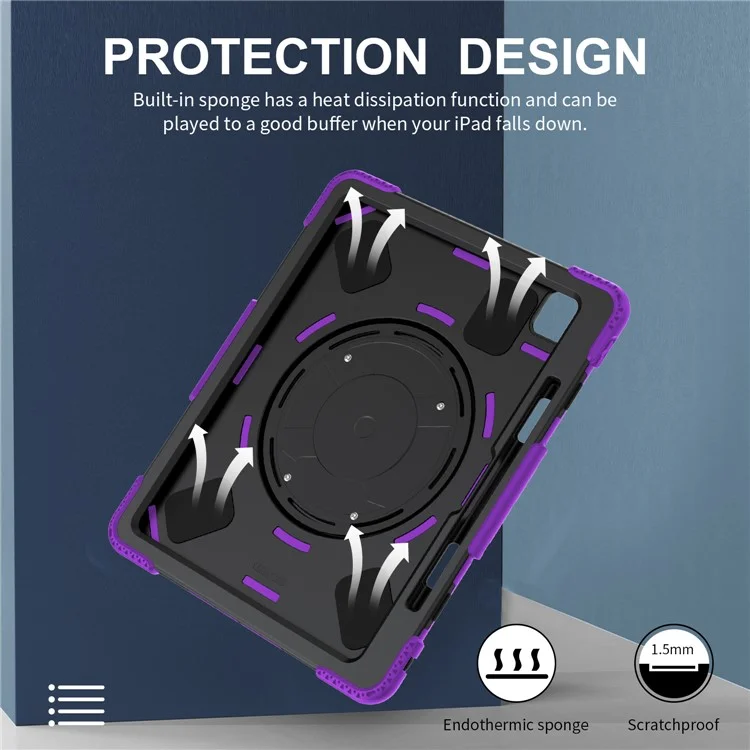 Para iPad Pro 13 (2024) Kickstand Case Capa à prova de choques com alça de ombro - Roxo
