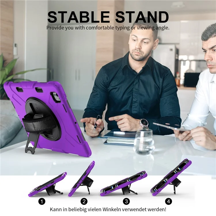 Para iPad Pro 13 (2024) Kickstand Case Capa à prova de choques com alça de ombro - Roxo