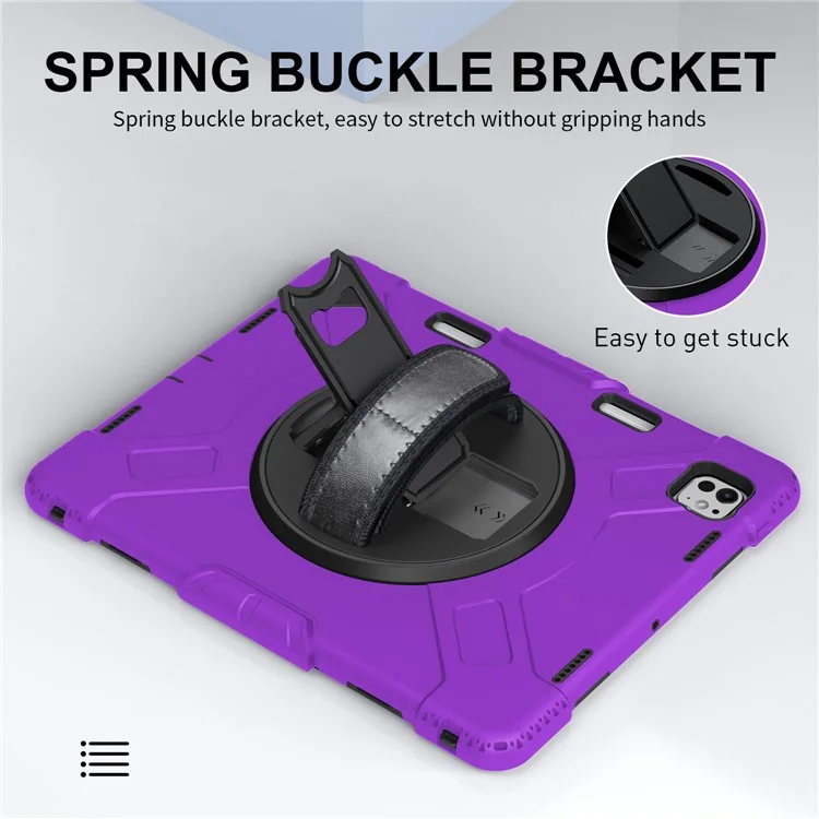 Para iPad Pro 13 (2024) Kickstand Case Capa à prova de choques com alça de ombro - Roxo